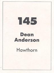 1990 Select AFL Stickers #145 Dean Anderson Back